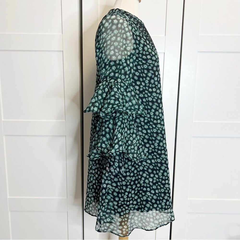 Ranna Gill Fluttered Tunic Dress XS Green Ruffle Anthropologie - Picture 3 of 5